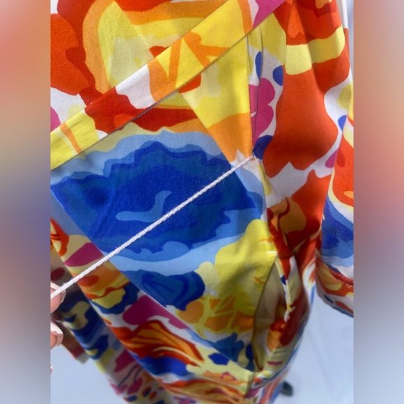 Shirt Dress Colorful Collar Shirt Liz Claiborne Size 12 w/ belt Red Yellow Blue - Picture 8 of 13